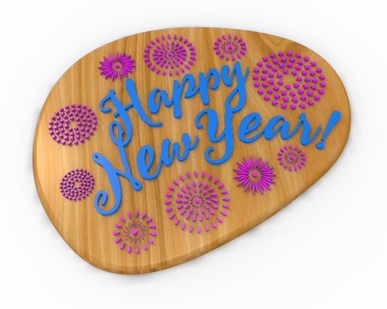 Happy New Year Text Plate 3D print model_4
