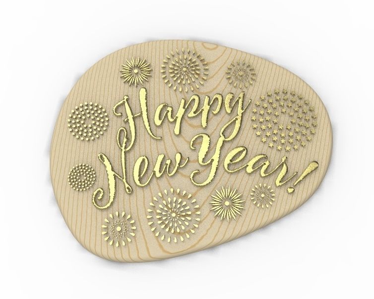 Happy New Year Text Plate 3D print model_14
