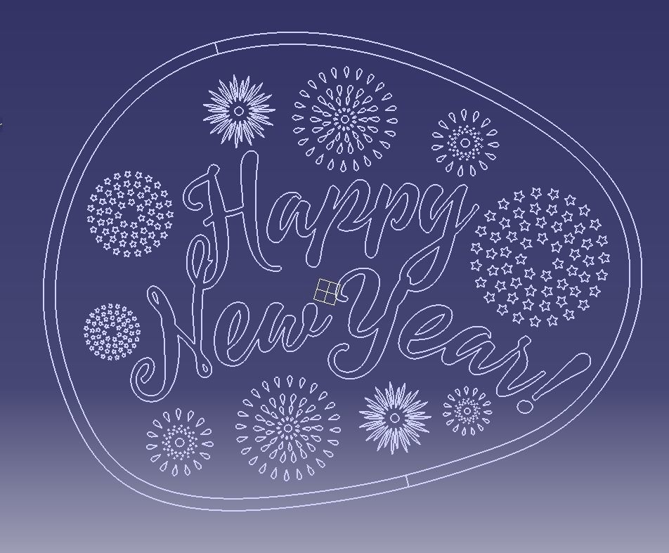 Happy New Year Text Plate 3D print model_24