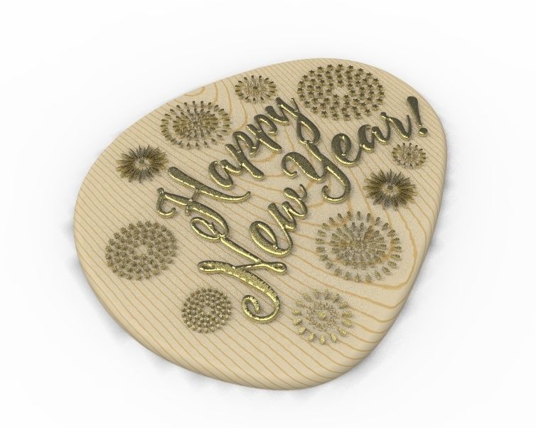 Happy New Year Text Plate 3D print model_15