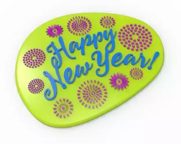 Happy New Year Text Plate 3D print model