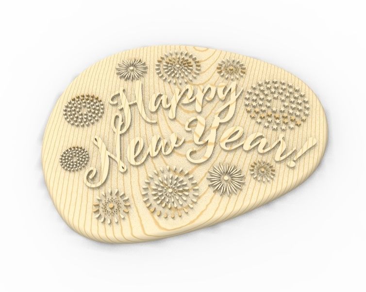 Happy New Year Text Plate 3D print model_11
