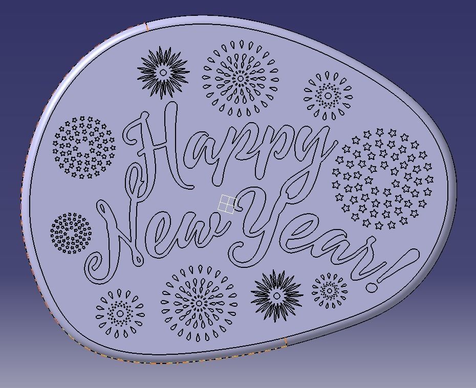 Happy New Year Text Plate 3D print model_25