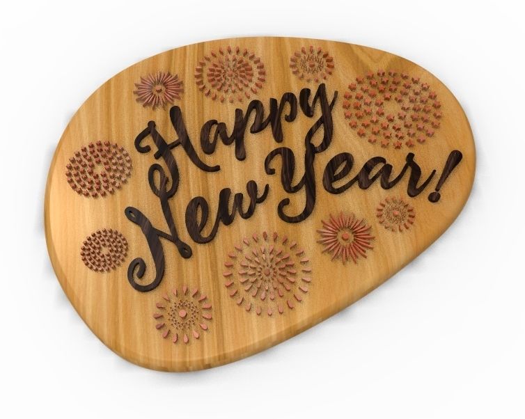 Happy New Year Text Plate 3D print model_5