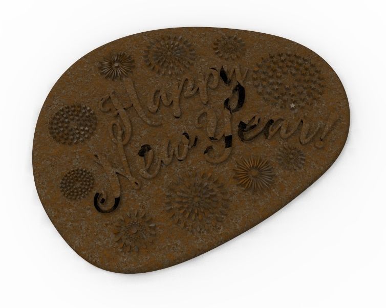 Happy New Year Text Plate 3D print model_21