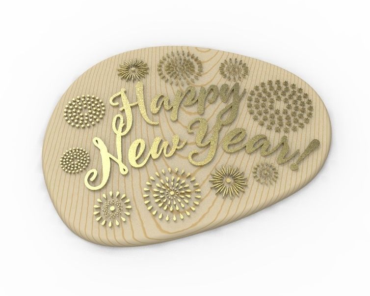 Happy New Year Text Plate 3D print model_12