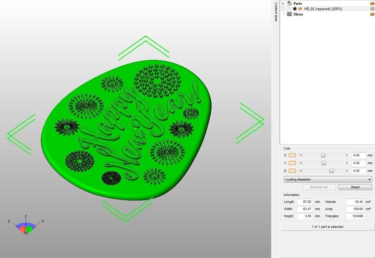 Happy New Year Text Plate 3D print model_26