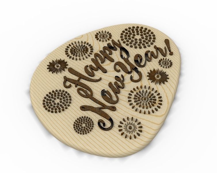 Happy New Year Text Plate 3D print model_19