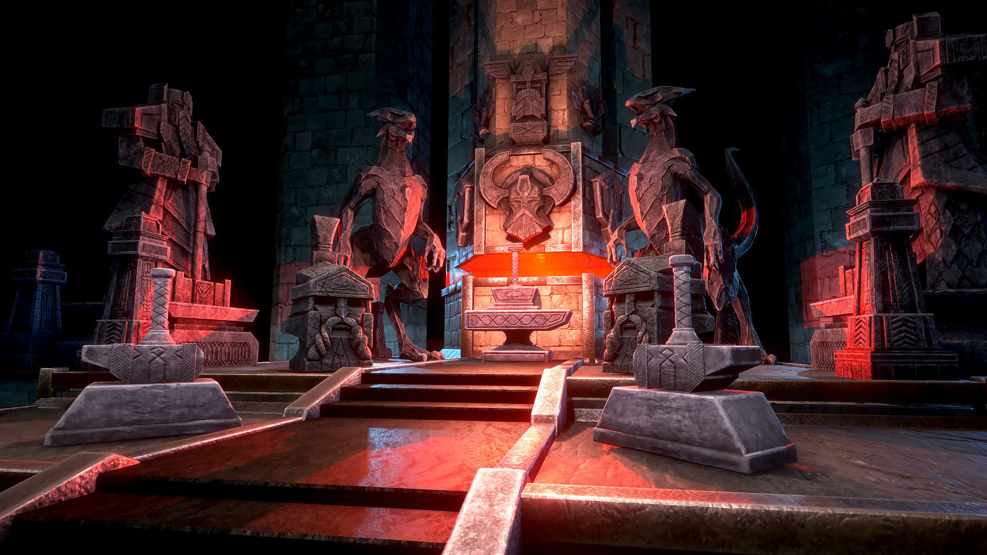 Dwarven statues Low-poly 3D model_1