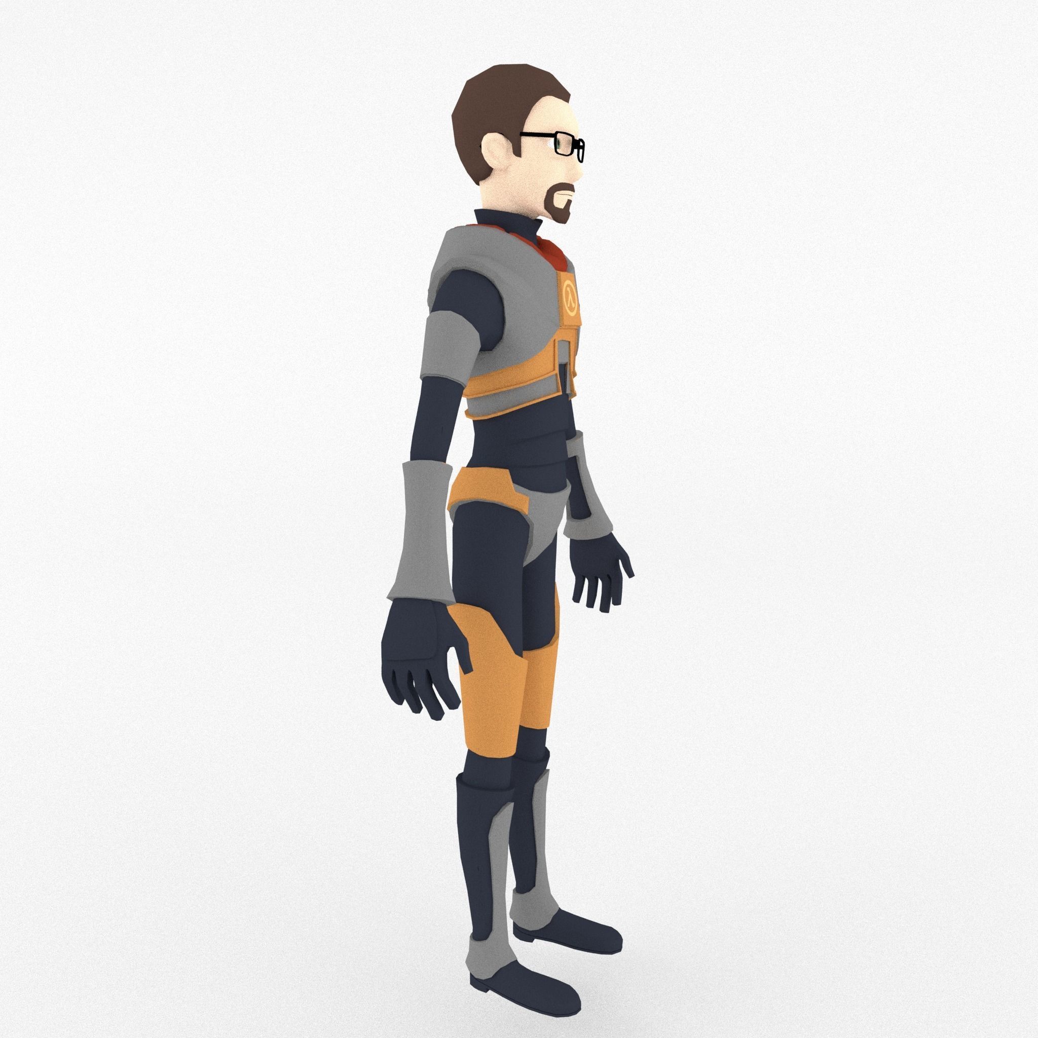 Gordon Freeman Free low-poly 3D model_1
