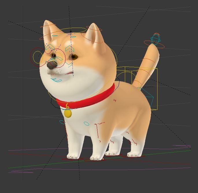 Cartoon Shiba Inu Low-poly 3D model_12