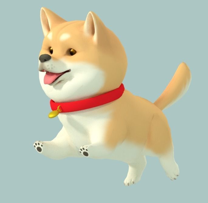 Cartoon Shiba Inu Low-poly 3D model_2
