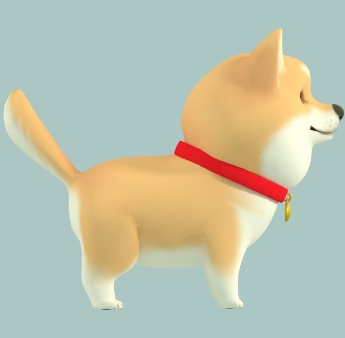 Cartoon Shiba Inu Low-poly 3D model_9