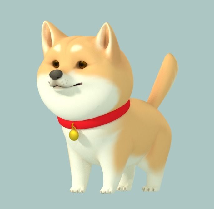 Cartoon Shiba Inu Low-poly 3D model_4