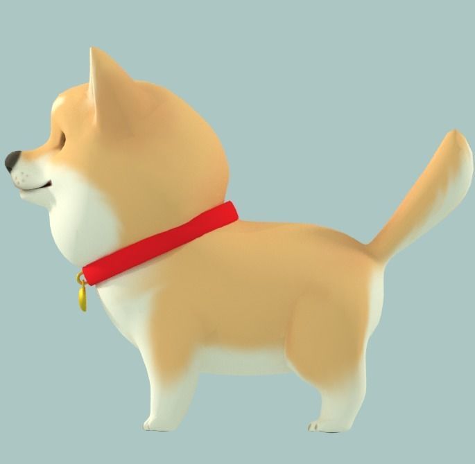 Cartoon Shiba Inu Low-poly 3D model_5