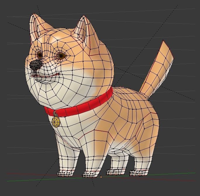 Cartoon Shiba Inu Low-poly 3D model_11