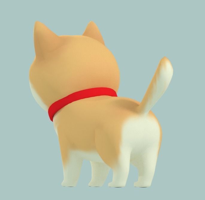 Cartoon Shiba Inu Low-poly 3D model_6