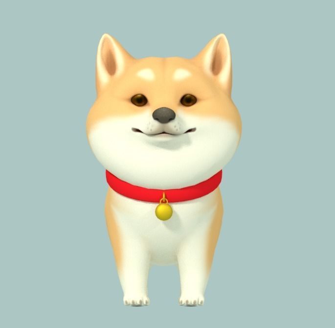Cartoon Shiba Inu Low-poly 3D model_3