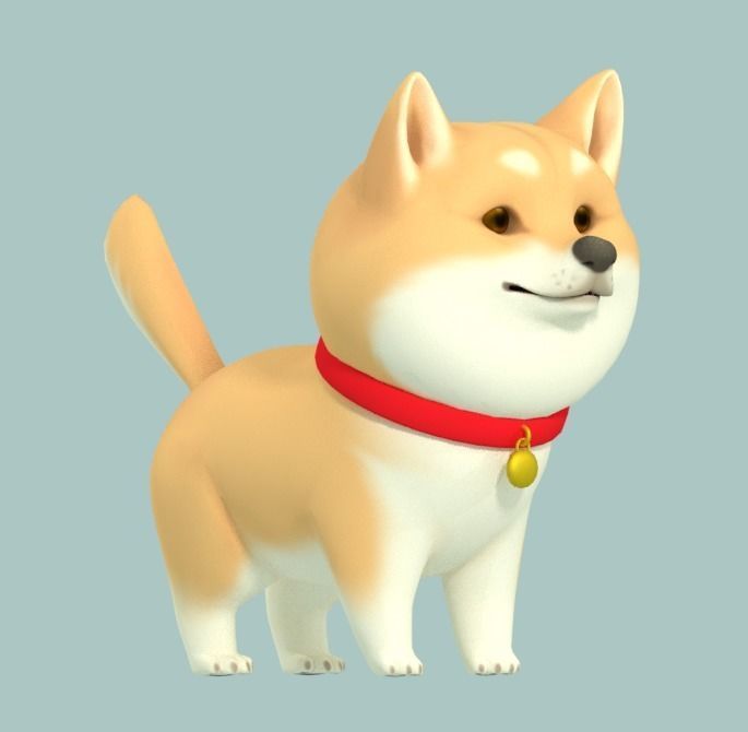 Cartoon Shiba Inu Low-poly 3D model_10