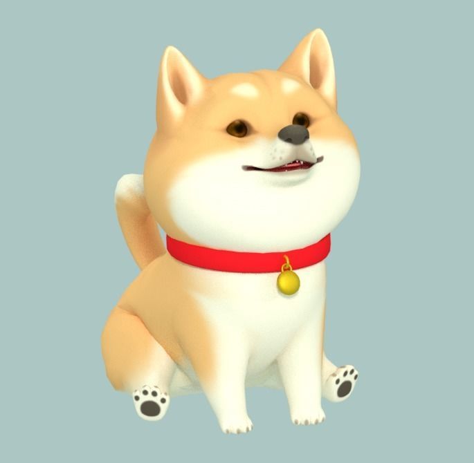 Cartoon Shiba Inu Low-poly 3D model_1