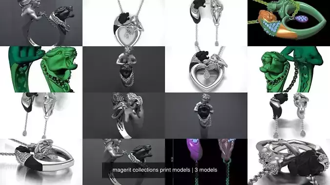ring and earrings and necklaces 3D Model Collection