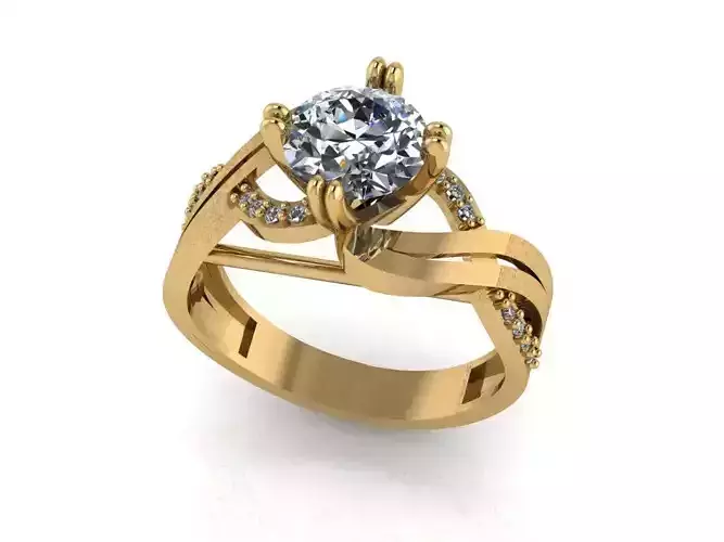 solitaire T 5 gold engagement ring with diamonds