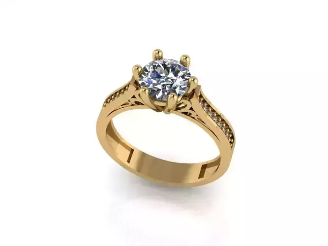 solitaire T 4 gold engagement ring with diamonds