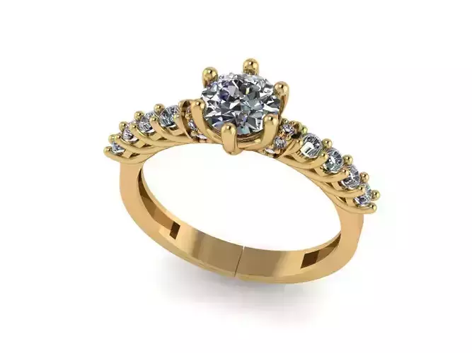 solitaire T 2 diamond engagement ring gold 3D print model