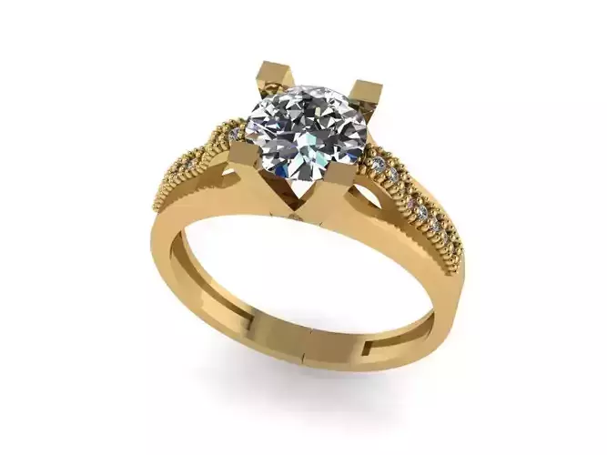 solitaire T 1 gold engagement ring with diamonds