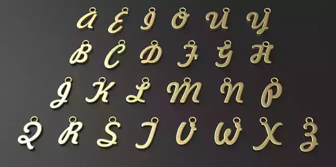 26 Alphabet letter Pendant 3dm model 3D Model Collection