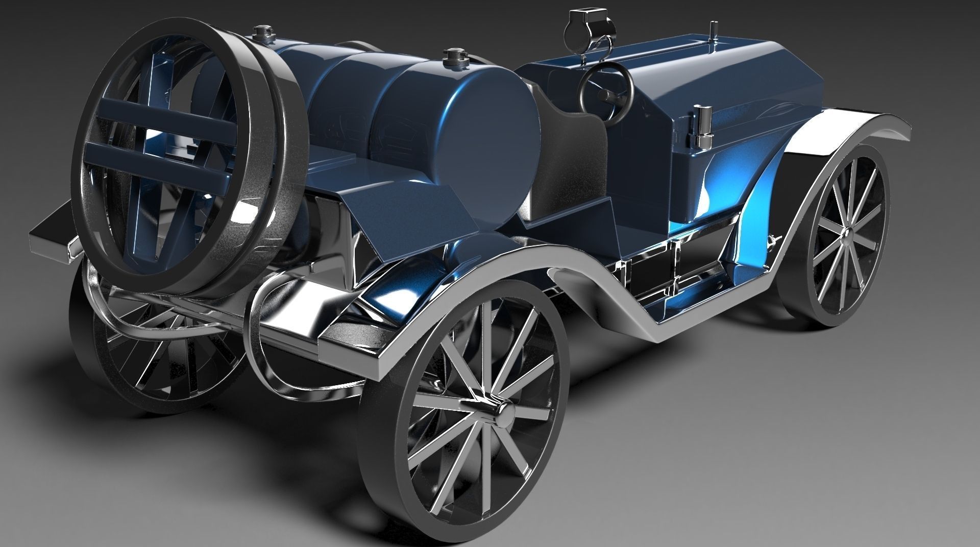 vintage car Low-poly 3D model_3