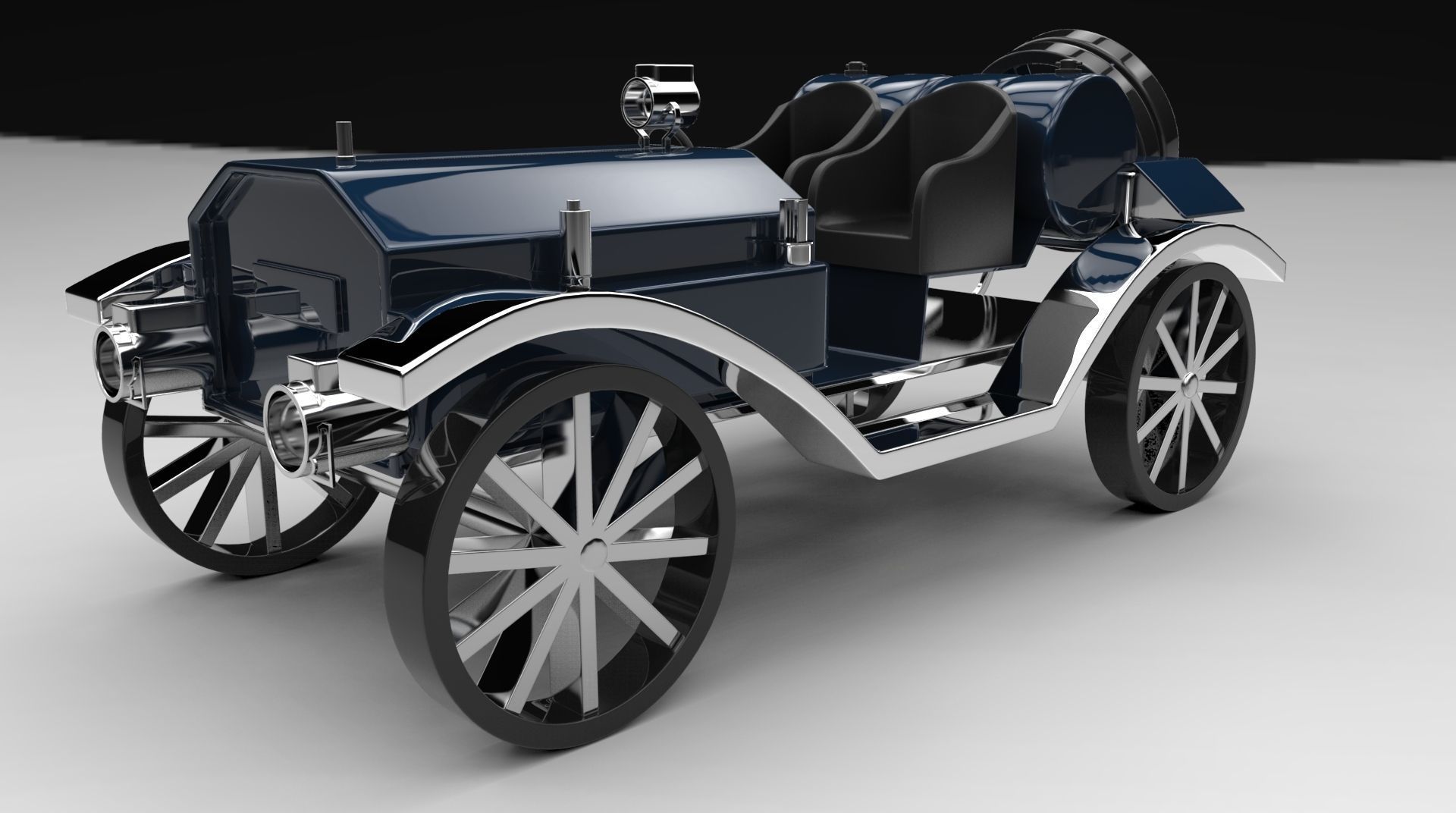vintage car Low-poly 3D model_2
