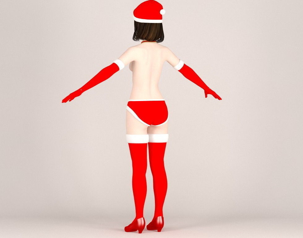 T pose rigged model of Mariko in Christmas costume V02 3D model_17