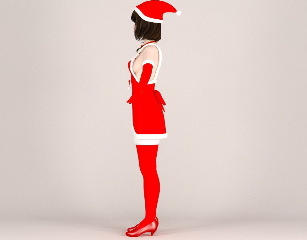 T pose rigged model of Mariko in Christmas costume V02 3D model_12