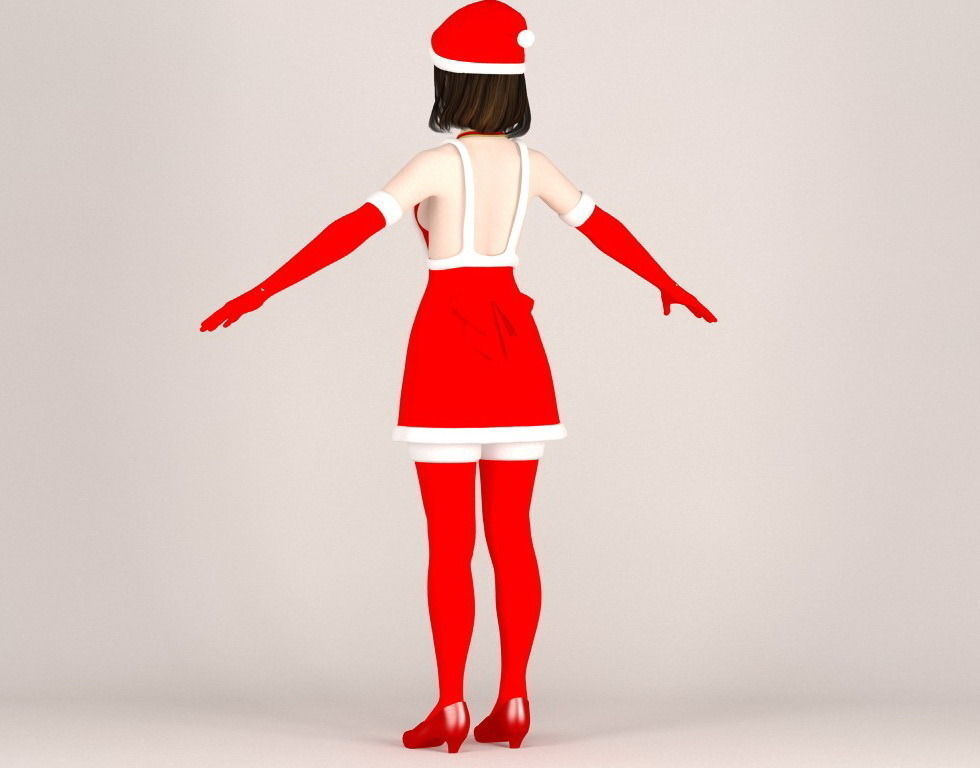 T pose rigged model of Mariko in Christmas costume V02 3D model_16