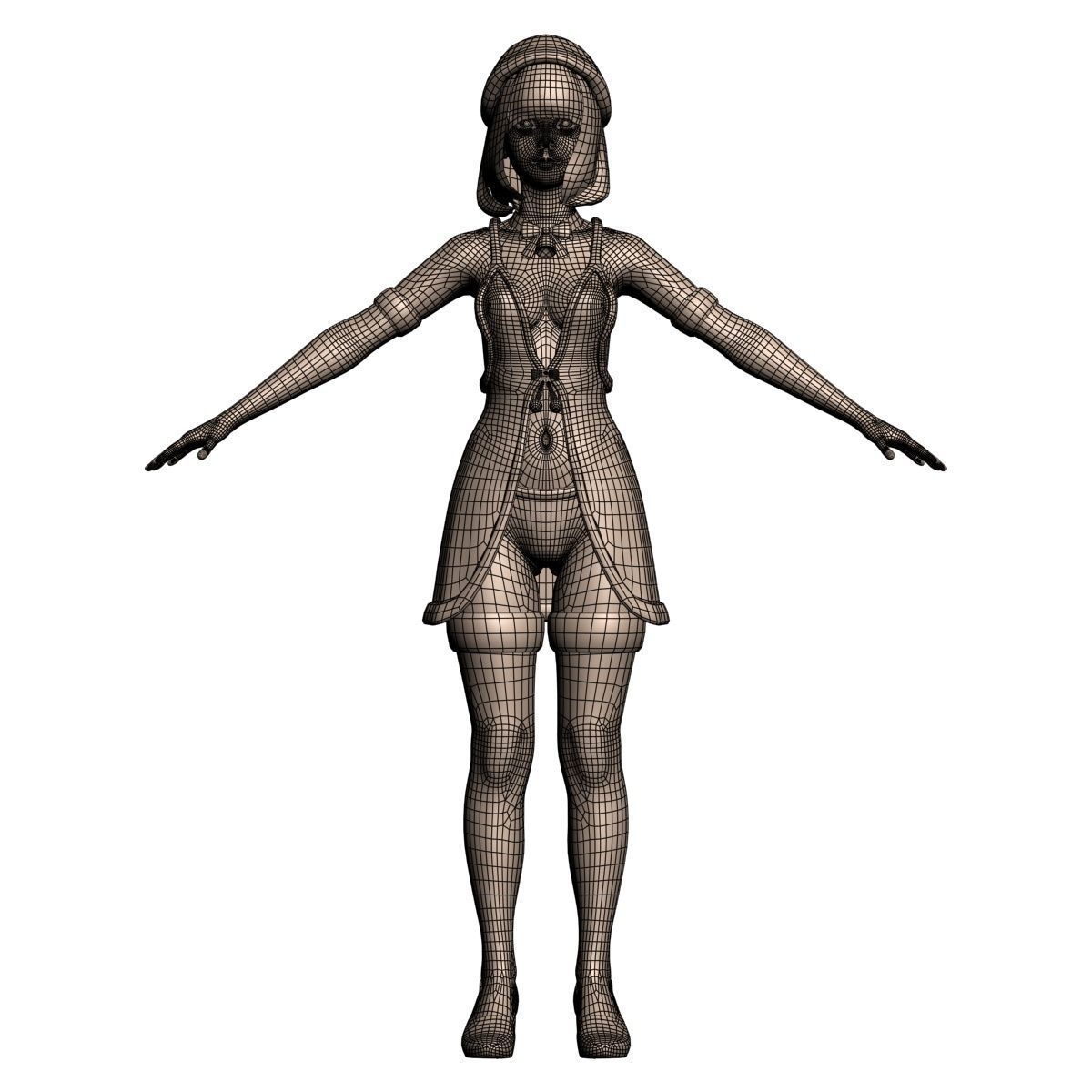 T pose rigged model of Mariko in Christmas costume V02 3D model_20