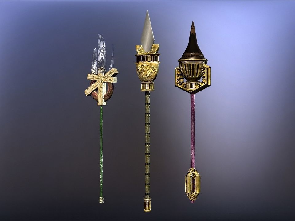 Cursed kingdom spears collection Low-poly 3D model_1