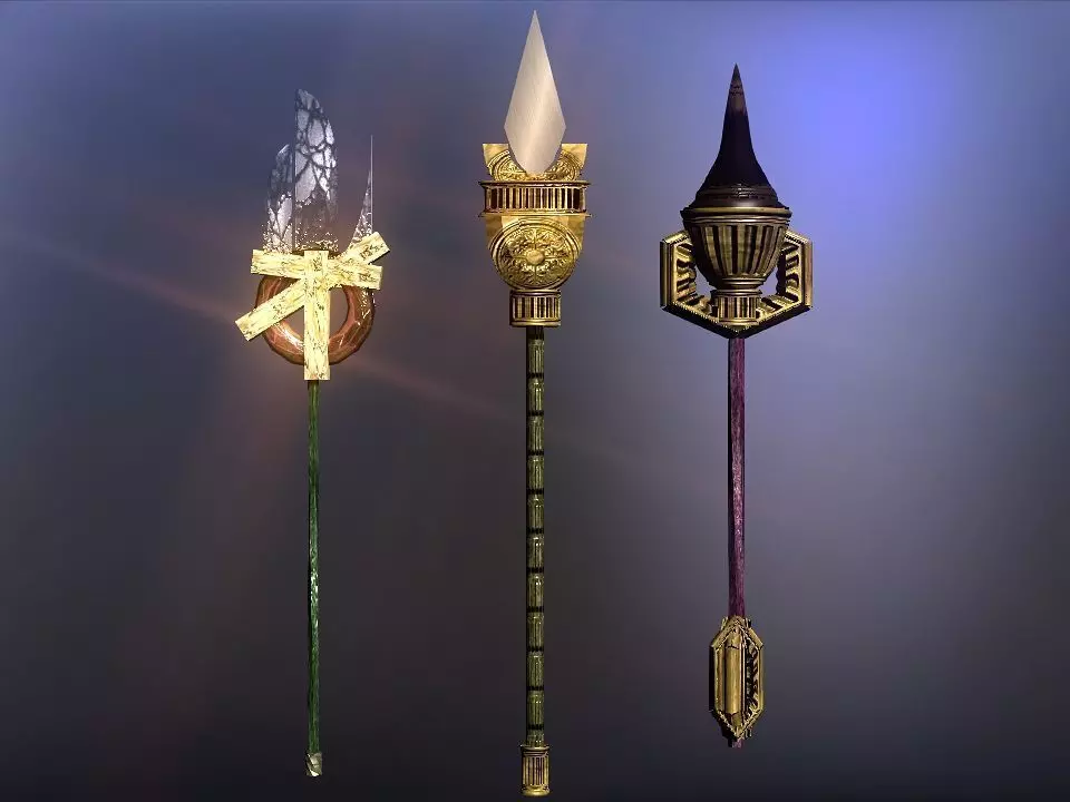 Cursed kingdom spears collection Low-poly 3D model_0