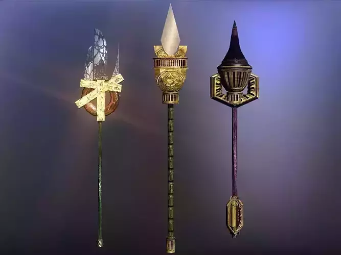 Cursed kingdom spears collection Low-poly 3D model