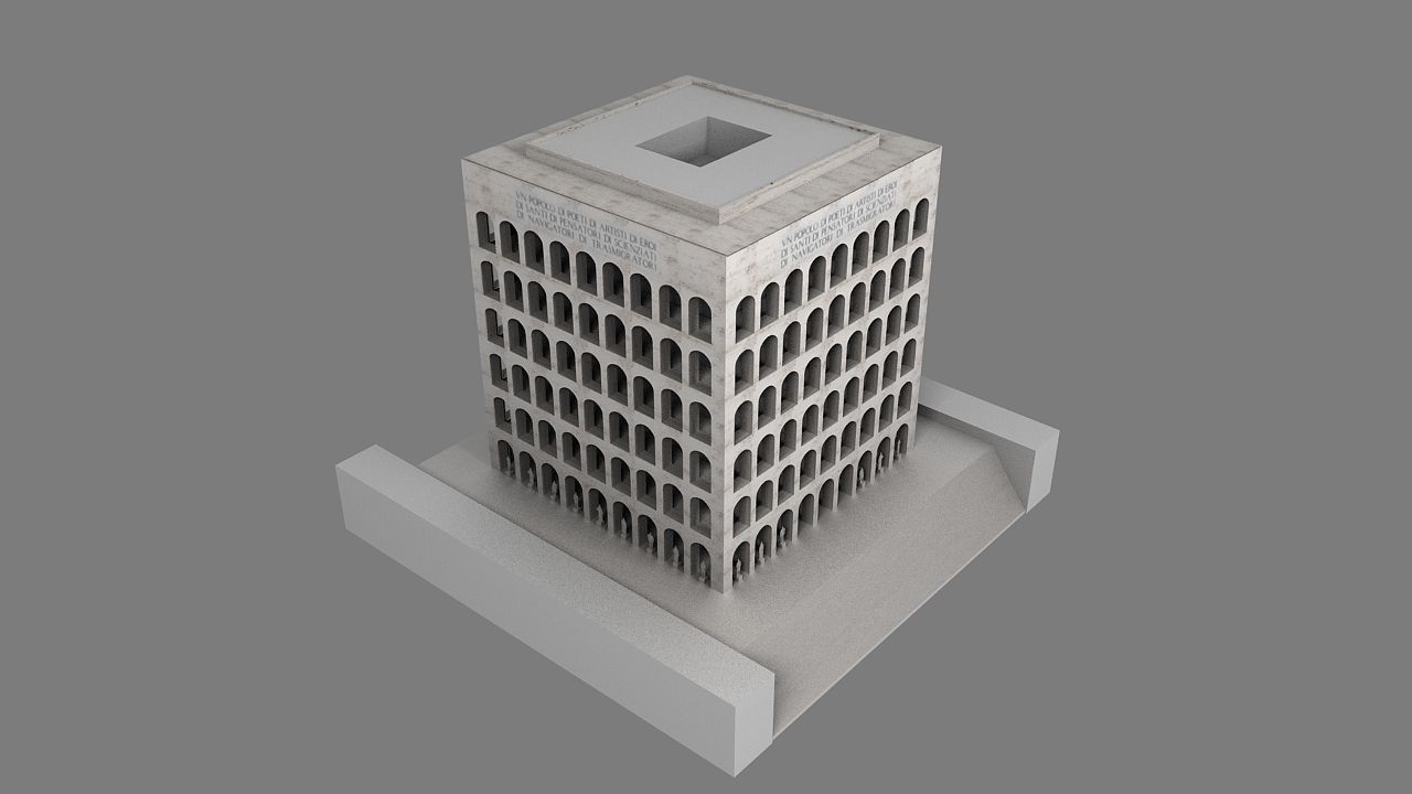 Palazzo della Civilta Italiana - Square Colosseum Low-poly 3D model_2