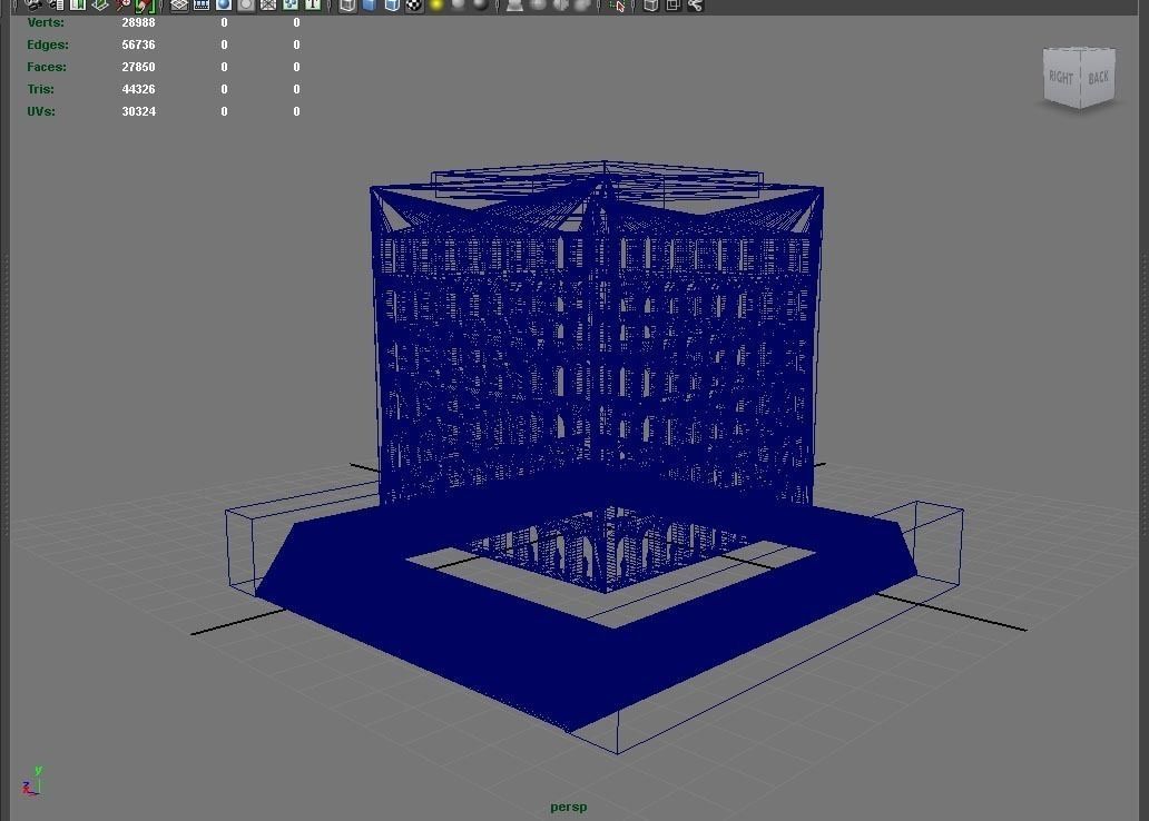 Palazzo della Civilta Italiana - Square Colosseum Low-poly 3D model_3