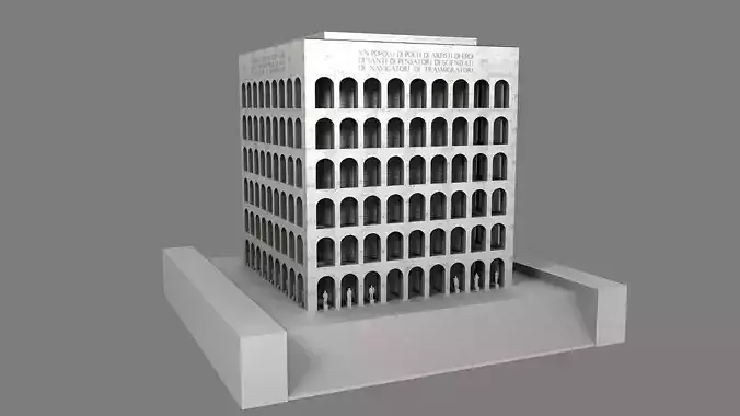 Palazzo della Civilta  Italiana - Square Colosseum  Low-poly 3D model