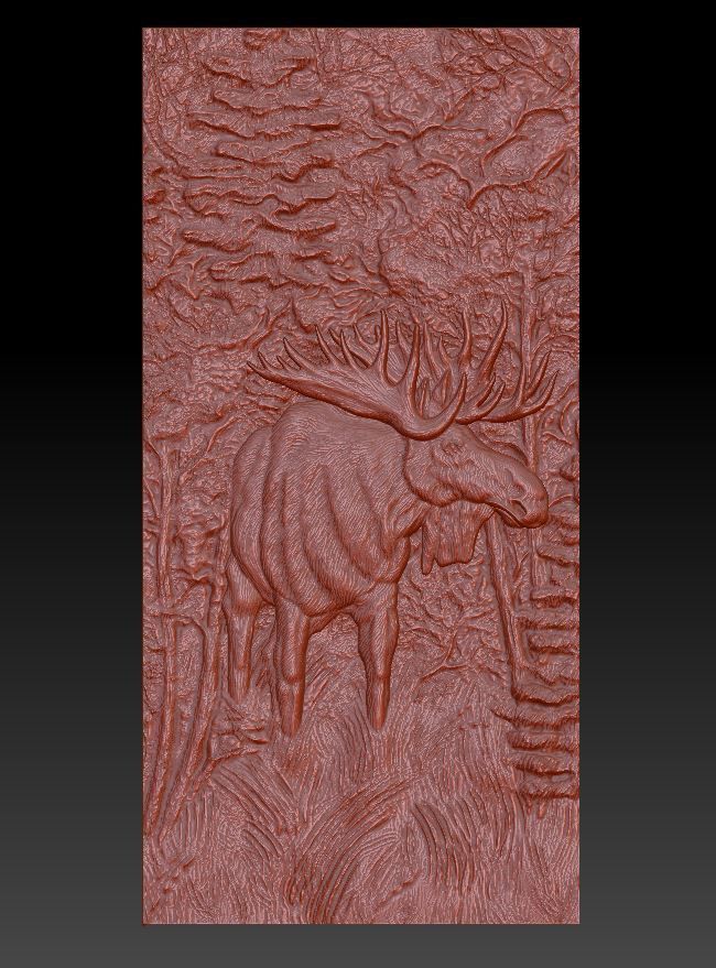 Elk in the forest - relief -2019 3D print model_2