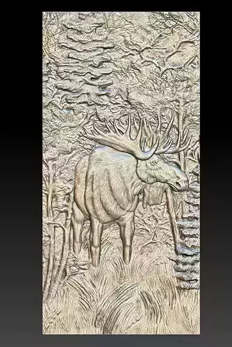 Elk in the forest - relief -2019