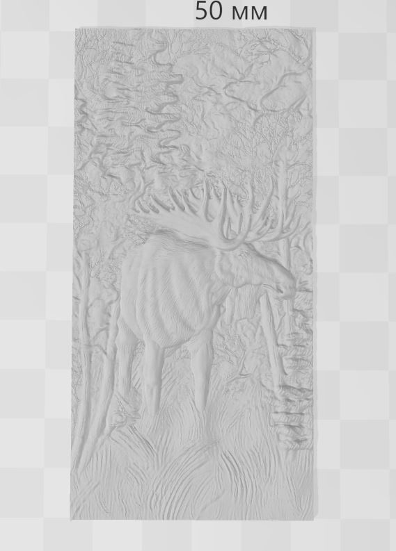 Elk in the forest - relief -2019 3D print model_3