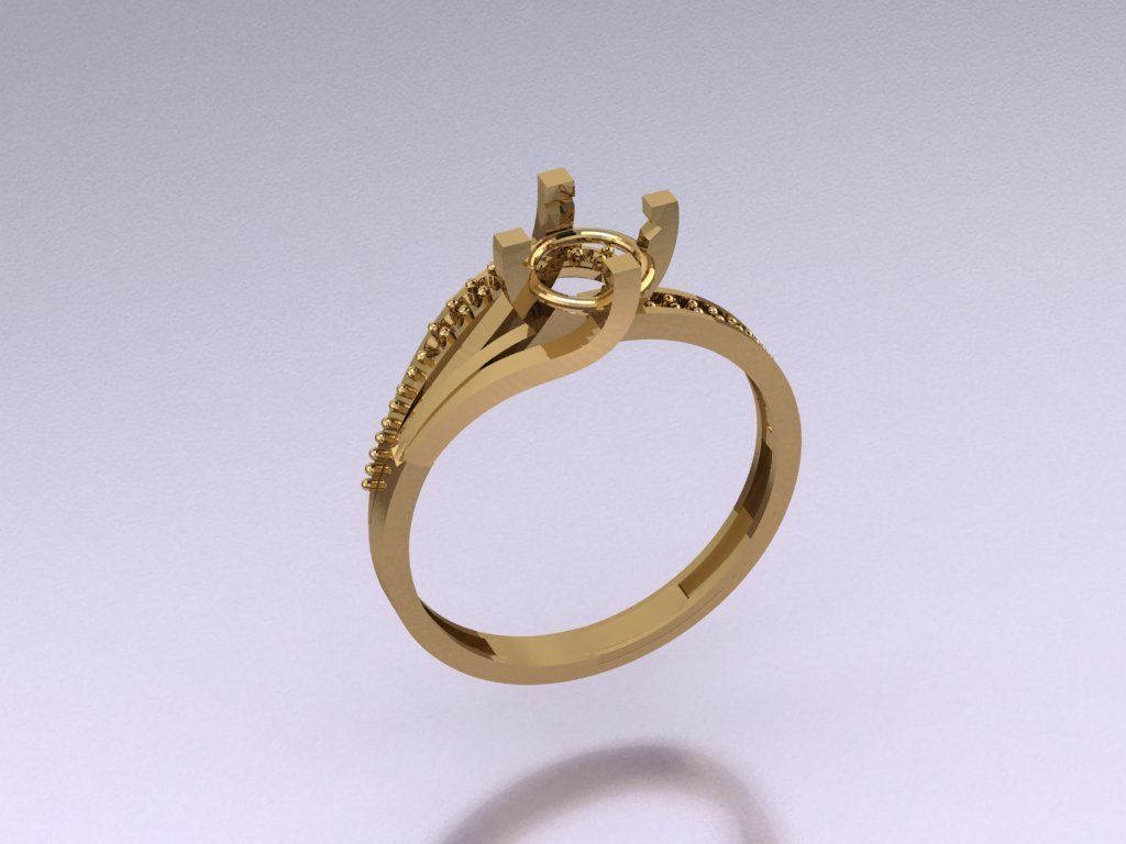 T 196 engagement ring gold 3D print model_1