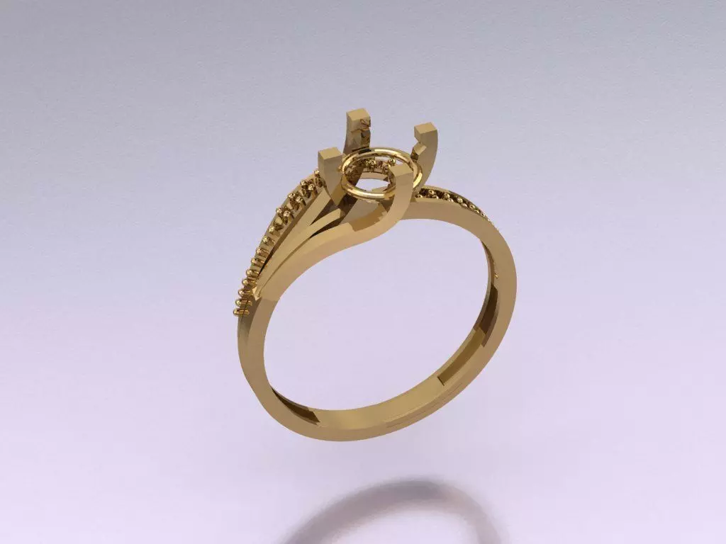 T 196 engagement ring gold 3D print model_0