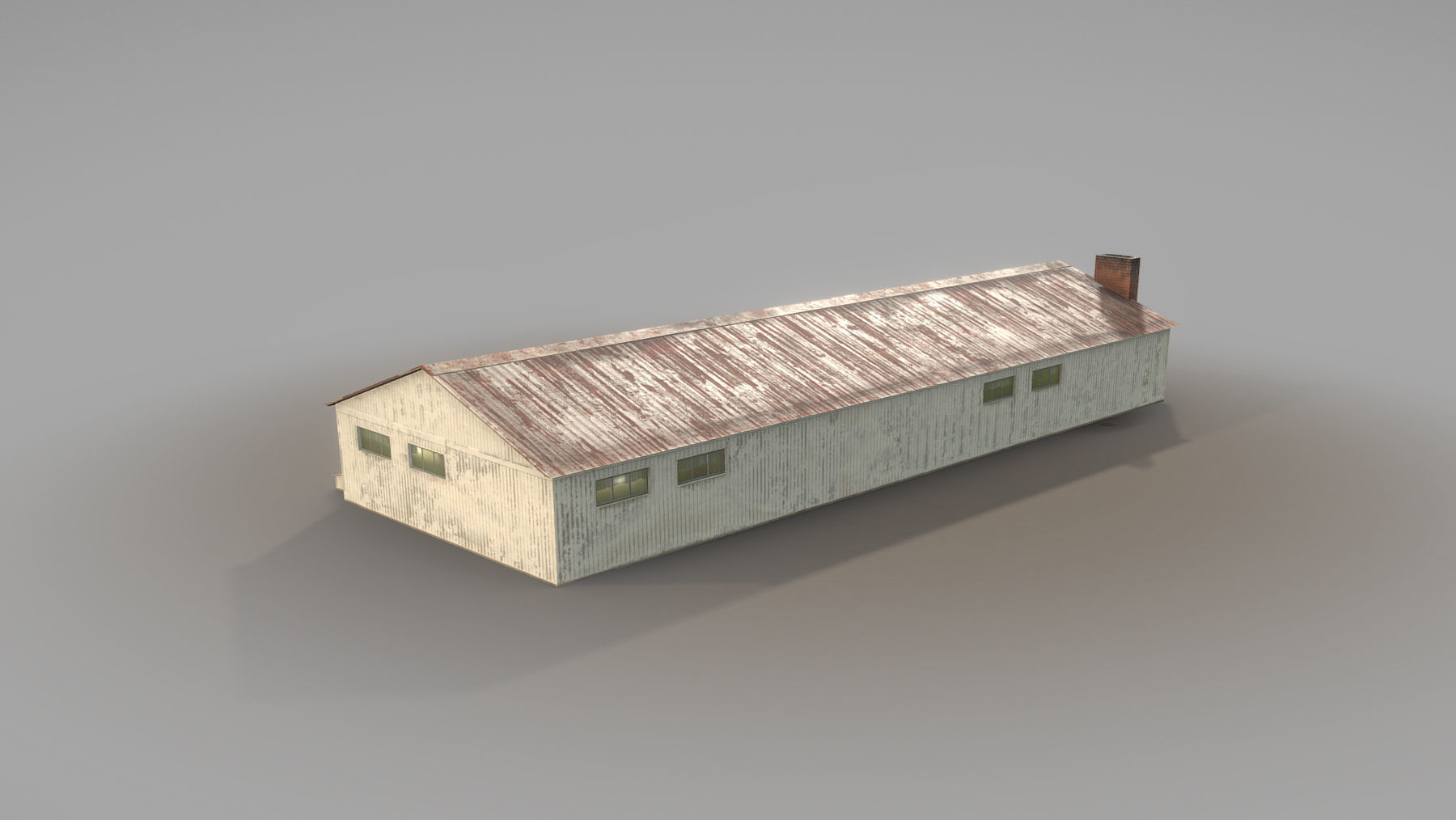 Old Garage 01 white Low-poly 3D model_2