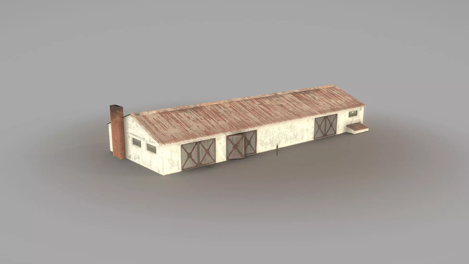 Old Garage 01 white Low-poly 3D model_0