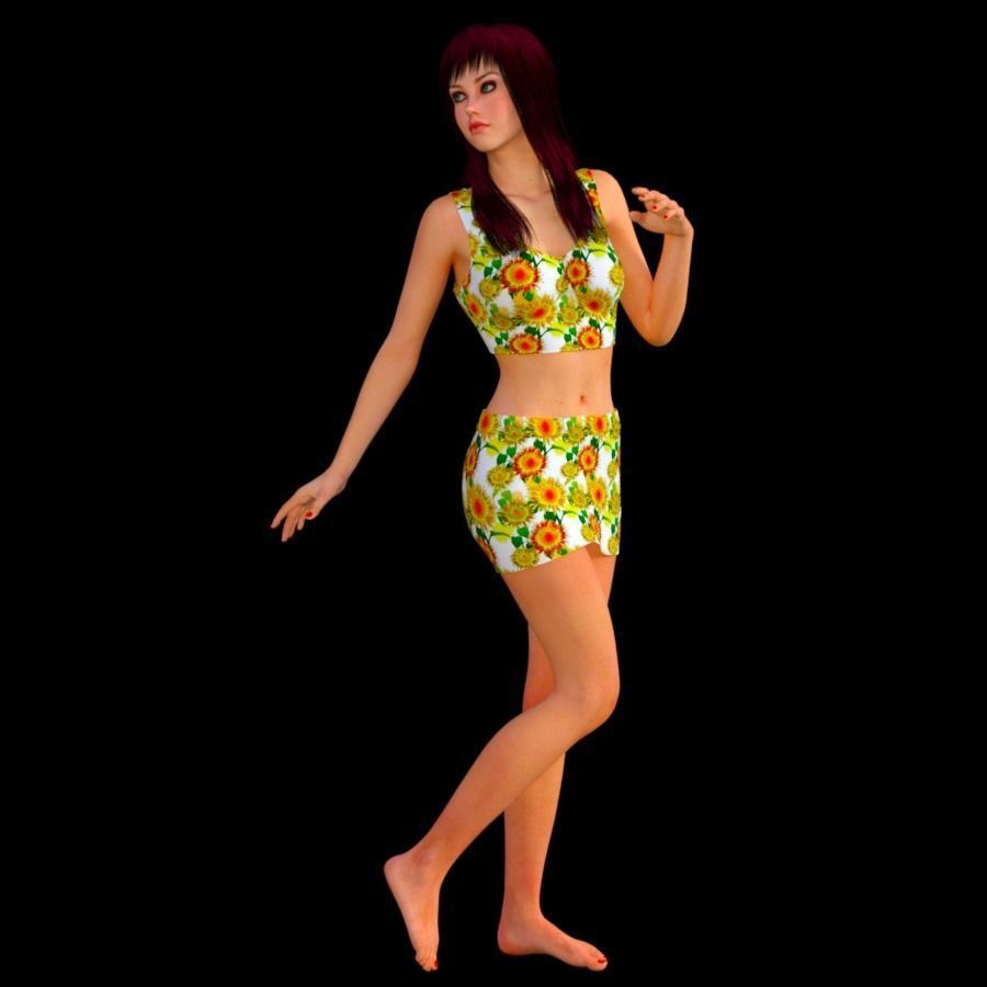 T10-LADY woman in orange bikini 3D model_2